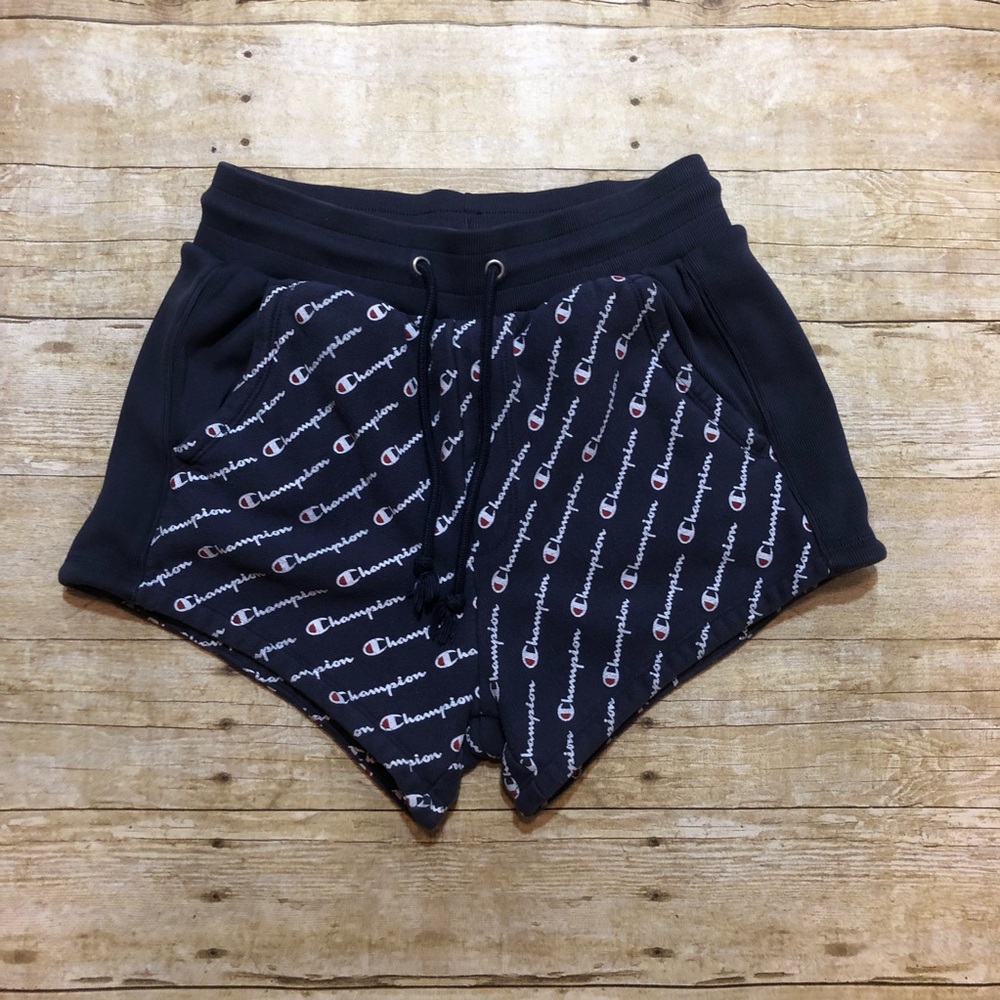 Champion Reverse Weave Vintage Women’s Shorts Blue With Logo Print